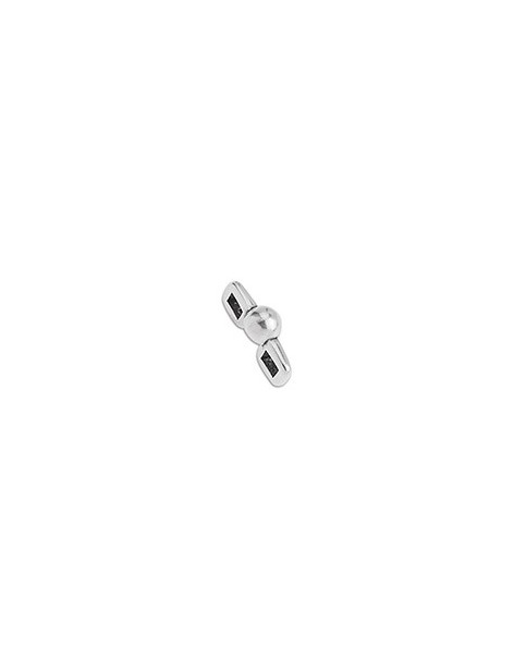 Passant double une boule en placage argent pour cuir plat de 3mm