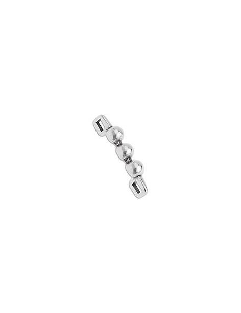 Passant double 3 boules placage argent pour cuir plat de 3mm