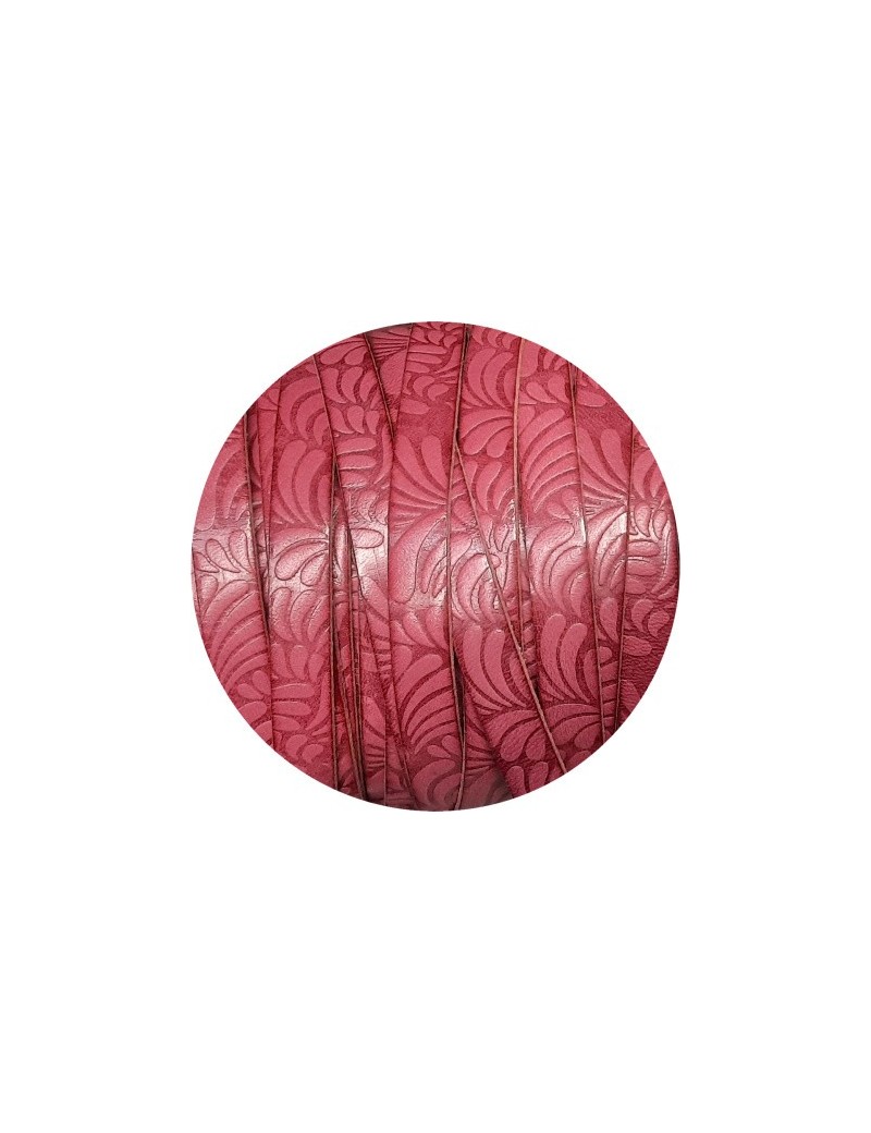 Cuir plat de 10mm fantaisie avec relief floral vieux rose en vente au cm