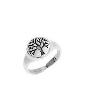 Bague arbre de vie en étain placage argent