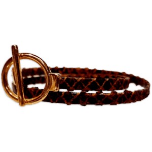 Exemple de montage de bracelet réalisé avec ce fermoir toggle en zamak couleur or