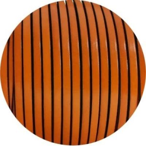 Cordon de cuir plat 5mm orange vendu au mètre