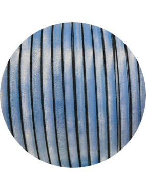 Cuir plat vintage marbré bleu de 5mm en vente au cm