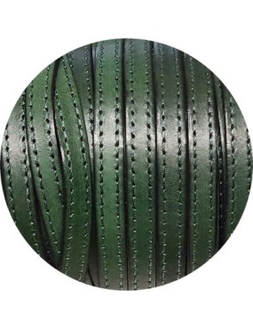 Cuir plat de 10mm vert olive foncé coutures au ton en vente au cm