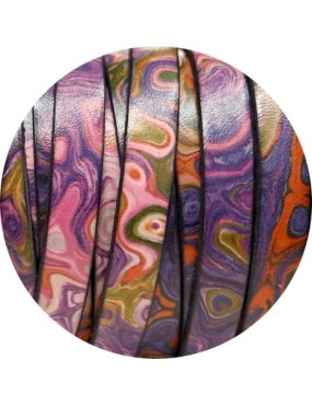 Cuir plat de 10mm imprimé fantaisie violette en vente au cm