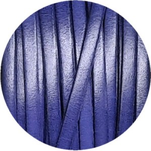 Cordon de cuir plat 5x2mm bleu cobalt-vente au cm