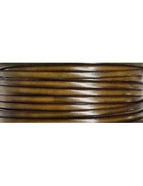 Cordon de cuir plat 5mm marron kaki vendu au mètre