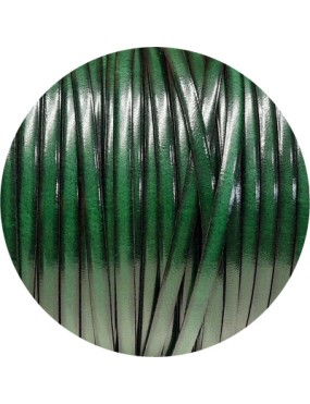 Cordon de cuir plat 5mm couleur vert bouteille en vente au cm Cordon de cuir plat 5mm couleur vert bouteille en vente au cm