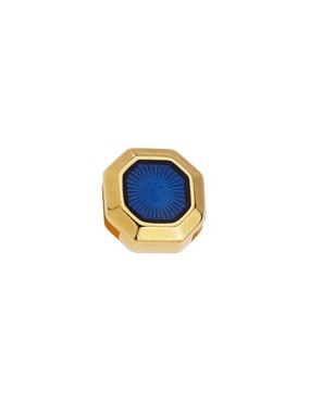 Passant octogonal de 14mm en zamak couleur or émaillé bleu