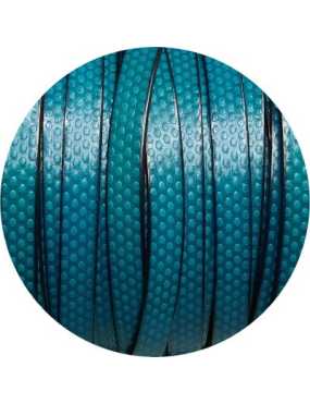 Cuir plat de 10mm fantaisie avec relief ronds bleu turquoise en vente au cm