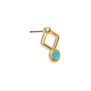Boucle d'oreille losange cercle couleur or et émail turquoise