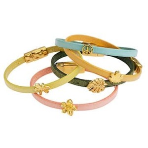 Passant libellule couleur or pour bracelets en cuir de 5mm