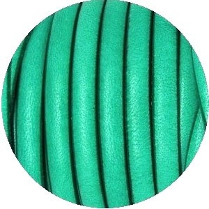 Cordon de cuir plat 5mm couleur vert aqua-vente au cm
