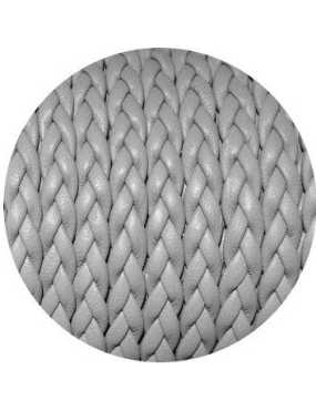 Cordon de cuir plat tresse 5mm gris clair en vente au cm