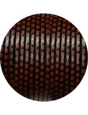 Cuir plat 3mm rayé marron foncé noir en vente au cm