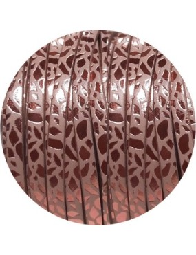 Cuir plat de 5mm fantaisie avec relief rose et or rose métal en vente au cm