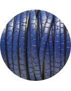Cuir plat de 5mm fantaisie avec relief croco bleu électrique en vente au cm