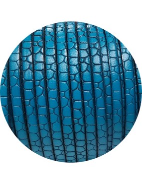 Cuir plat de 5mm fantaisie avec relief croco bleu turquoise en vente au cm