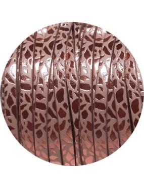 Cuir plat de 3mm fantaisie avec relief rose et or rose métal en vente au cm