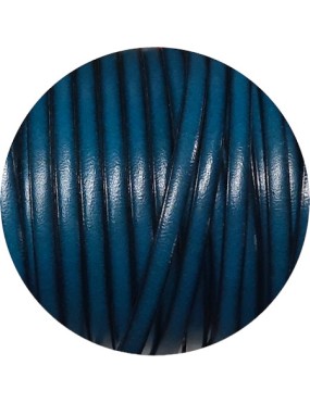Cordon de cuir plat 5mm de couleur bleu atoll-vente au cm