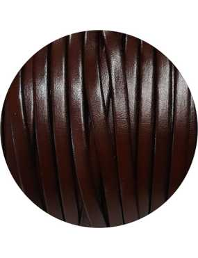 Cordon de cuir plat 5mm couleur marron chocolat-vente au cm