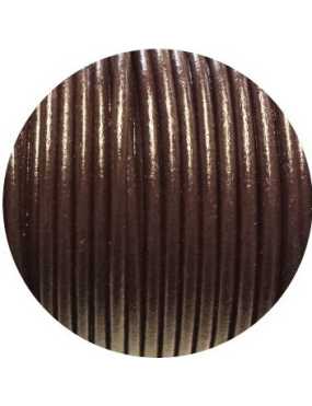 Cordon rond de cuir marron foncé de 2.5mm-Espagne-Premium