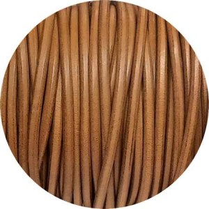 Lacet de cuir rond de 4mm marron clair fabriqué en Espagne-Premium