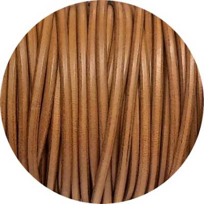 Lacet de cuir rond de 4mm marron clair fabriqué en Espagne-Premium