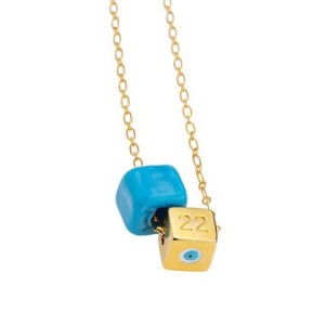 Exemple de montage avec cette Perle cube avec œil en émail en métal couleur or